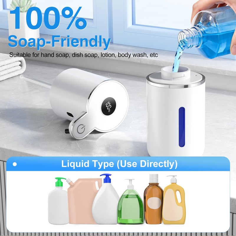 Automatic Soap Dispenser with Smart Digital Display, Touchless Rechargeable Hand