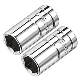 sourcingmap 2 Pcs 1/4-Inch Drive 8mm 6-Point Shallow Socket, Metric, Cr-V