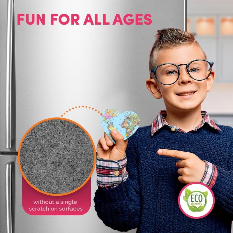 1x Heart MDF Magnet 6cm - World Map Globe Earth