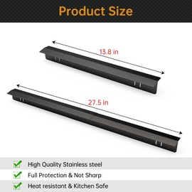 2 Packs Adjustable Stainless Steel Stove Gap Cover, 13.8~27.5 Inch Kitchen Stove Counter Gap Cover, Stove Gap Guards, Oven Gap Filler（Black）