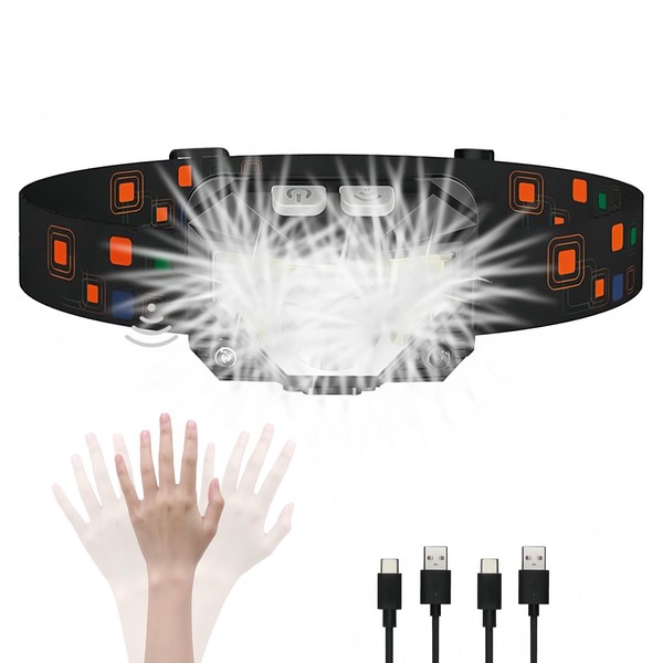 XWGKLN 1 Pack Head Torch Rechargeable, 1200L Super Bright LED