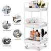 TOOLF 3-Tier Storage Rolling Cart, Kitchen Utility Cart with Wheels,
