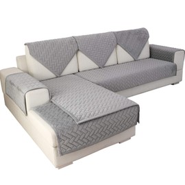 Deep Dream Sofa Slipcover, Velvet Sectional Sofa Covers Furniture Protector Anti-Slip Couch Covers for Dogs Cats Kids 28 x 28 Inch - 2 Pack, Light Gray (Sold by Piece/Not All Set)