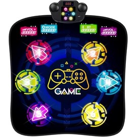 Dance Mat, Rhythm Step Dancing Challenge Playmat with 6 LED Lights-up, Built-in Music & Bluetooth, Electronic Dance Mat with 5 Game Modes, Birthday Gifts Toys for Girls Age 3-12 Year Old