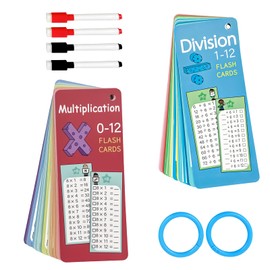 IETWATE Pack of 30 1 x 1 Learning Game, Erasable, Divisions and Multiplication Table Game, Multiplication Maths Flashcards Children, Math Games for School and Home