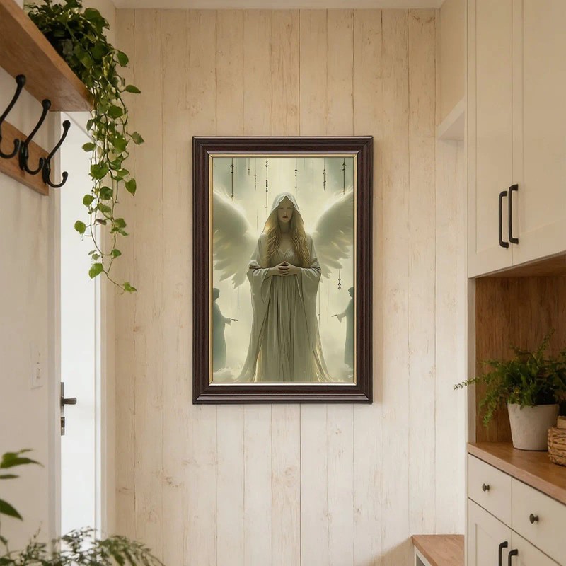24x36 Wood Grain and Gold Frame Love All for Wedding