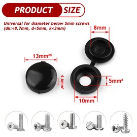 Aieino 150 Pieces Plastic Hinged Cover Caps for M4-M6 Screws, Snap Disc Covers, Screw Head, Decorative Cap, Protector, Flip Lids for Furniture (Black/Dark Grey/White)