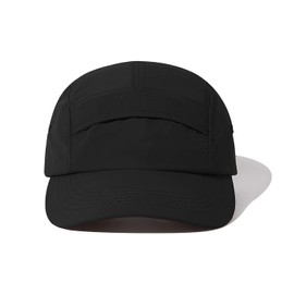 Clakllie Waterproof Baseball Cap 5 Panel Hats for Women Men Cooling Trucker Har Breathable Running Sports Hat,Black