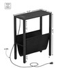 Vagusicc Narrow Side Table with Charging Station, Small End Table