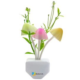 iBetterLife LED Smart Sensor 0.6W Color Changing Plug-in Night Lights for Kids Adults Cute Mushroom Bedroom Home Decor Light Wall Lamps