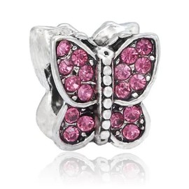 LaBenie Light Amethyst Crystal Butterfly Charm Bead
