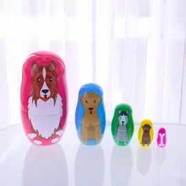BestPysanky Dogs Wooden Nesting Dolls 4.75 Inches