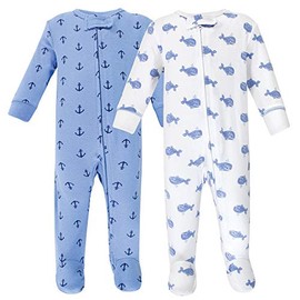 Hudson Baby Unisex Baby Cotton Sleep and Play, Blue Whales, Preemie