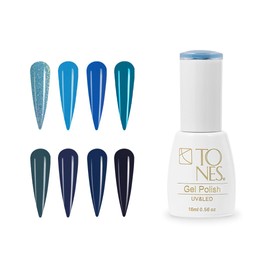 TONES Gel Polish Kit Blue Collection, 8 Vibrant Shades | (8 x 0.56 fl oz)