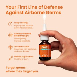 Profi™ Everyday Nasal Spray - Helps Defend Against Airborne Germs and Allergies, Lasts Up to 8 Hours, Advanced Nasal Spray for Air Travel, Work, Conferences & Indoor Gatherings - 90 Sprays, 0.36 FL OZ