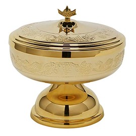 Sudbury Brass Grapes and Leaves Design Ciborium with Cover, 4 1/2 Inch