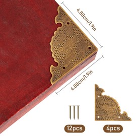 Antique Brass Decorative Box Corner Protector, 4Pcs Wooden Jewelry Gift Box Cabinet Chest Accessories Guard Edge Cover Flat Corner Brace (Bronze, Auspicious Clouds)