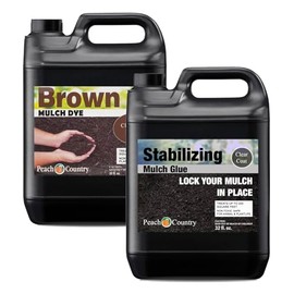 Chocolate Brown Mulch Dye Color Concentrate (1 Quart, Black) and Stabilizing Mulch Glue Binder (1 Quart)