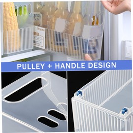 2Pcs File Organizer Box 4x13x10in Clear Opening Rolling Storage Bin with Handle U-Shaped Tall Narrow Storage Bin for Photo, Toy, Craft Organization and Storage, Rolling Storage Bin
