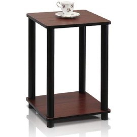 Furinno Turn-N-Tube End Table, Dark Cherry/Black , 1-Pack