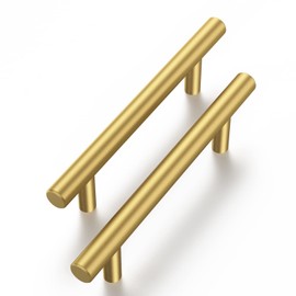 Haliwu 20 Pack/Gold Cabinet Pulls, Brushed Gold Pulls Cabinet Handles Gold Dresser Drawer Pulls Stainless Steel Kitchen Hardware Gold Pull 3-3/4 Inch Hole Center