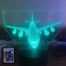 3D Flugzeug Illusions LED Lampen 7/16 Farbwechsel Fernbedienung Berühren Tabelle Schreibtisch-Nacht licht mit USB-Kabel für Kinder Schlafzimmer Geburtstagsgeschenke Geschenk
