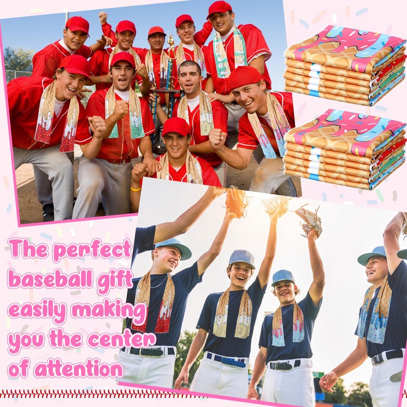 Tegeme 12 Pcs Ice Cream Drip Baseball Cooling Towels, 47"x12"