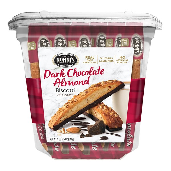 Nonni's Biscotti Value Pack, Cioccolati Dark Chocolate Almond, 25 Count