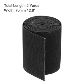 MECCANIXITY Twill Wide Elastic Band Double-Side 2.8 Inch Flat 2 Yard Woven Elastic Band Knit Elastic Spool Heavy Stretch Strap Black for Sewing, Waistband