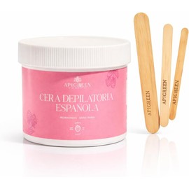 Cera Española para depilar Apigreen 250GRS - Aroma Fresa Piel Sensible Bikini, Rostro, Piernas, Barba Depila sin dolor Eficaz en todo tipo de vello