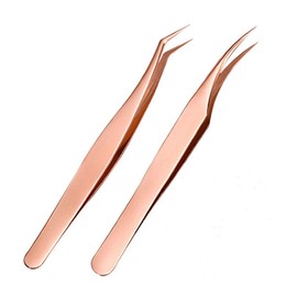 1Set Lash Tweezers, Lashes Extension Curved Tweezers Stainless Steel Lash Extension Kit Curved Tweezers for Lash Extensions, Splinter Eemoval, Eyebrows,(2PCS)