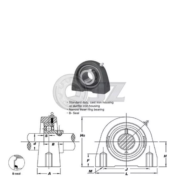 QJZ 35 mm Pillow Blocks Cast Iron SBTB207 Mounted Bearing