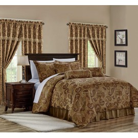 Chezmoi Collection Adelle 7-Piece Paisley Jacquard Embroidered Comforter Bedding Set, King Size