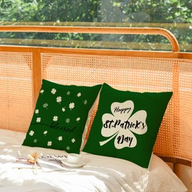 St Patricks Day Throw Pillow Covers 22x22 Set of 4 Saint Patricks Day Pillow Covers Green Shamrock Clover Pillow Covers Cuchion Covers Pillow Cases for March Holiday Home Outdoor Decorations (22 inch)