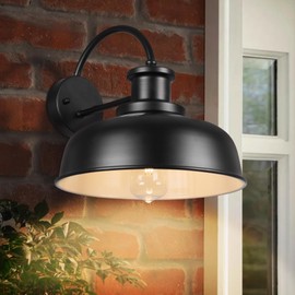 Rosient Solar Barn Light Outdoor, Farmhouse Dusk to Dawn Sensor Wall Sconce, 12 Inch Rustic Solar Powered Exterior Light Fixture for Porch, Garage, Patio