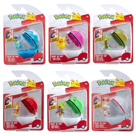 Pokémon Clip´N´Go Actionfigures 95057-19 – Totodile, Pikachu, Treecko, Chimcar, Cespin, Scorbunny – Figura Oficial niños de 4 años