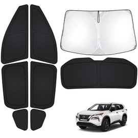 T TGBROS Windshield Sun Shade for Nissan Rogue 2021-2025 2026 Car Window Shades Thicken UV Block and Blackout Privacy Foldable Sunshades 8PCS Accessories Keep Cool Sun Visor Covers