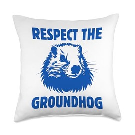 Respect The Groundhog Kids Men Women Throw Pillow