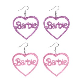 2 Pairs of Love Hollow Earrings, Acrylic Earrings, Pink Heart-Shaped Earrings, Women's Earrings, Girls' Gifts, Exquisite Jewelry Gifts, Holiday Gifts