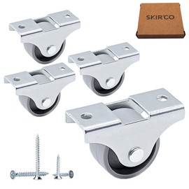 SKIR'CO Pack of 4 Small 25 mm Furniture Castors Grey Plastic Castors Non-Swivel, Fixed Castors One-Way Direction, Screws Included (4)