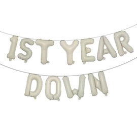 RUIANSI 1st Year Down Football 1st Birthday Party Banner, Cream, 16 Inch