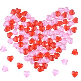 FEPITO 100Pcs Acrylic Heart for Valentine's Day Decorations, 0.87Inch Valentine's Day Heart Ornaments for Vase Filler,Table Scatter,Wedding Decorations (Red and Pink)
