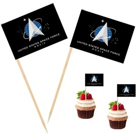 100 Pcs USA Space Force Toothpicks Flag Small Mini Cocktail Fruit Cupcakes Toppers Food Stick Flags Decorations ﻿