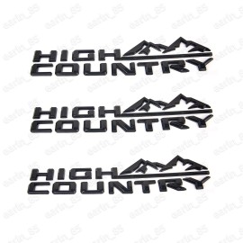 GM 3pcs High Country Emblem Fender Door Tailgate Badge For Silverado Gloss Black