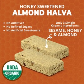 Oh, Goodness! Organic Halva Bars - Paleo Approved, Almond Flavor - 16 Pack of 40g Bars, No Additives, Refined Sugar, or Artificial Sweeteners
