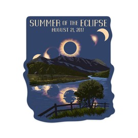 Die Cut Sticker Solar Eclipse 2017, Summer of The Eclipse, Contour Vinyl Sticker 3 to 6 inches, (Waterproof Decal for Cars, Water Bottles, Laptops, Coolers), Large