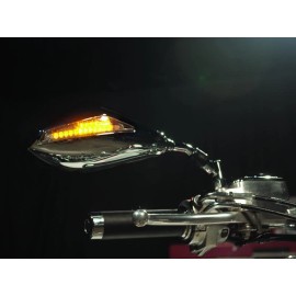 BikeMaster Universal Mirror with Integrated Turn Signals 10mm - Pair - Chrome