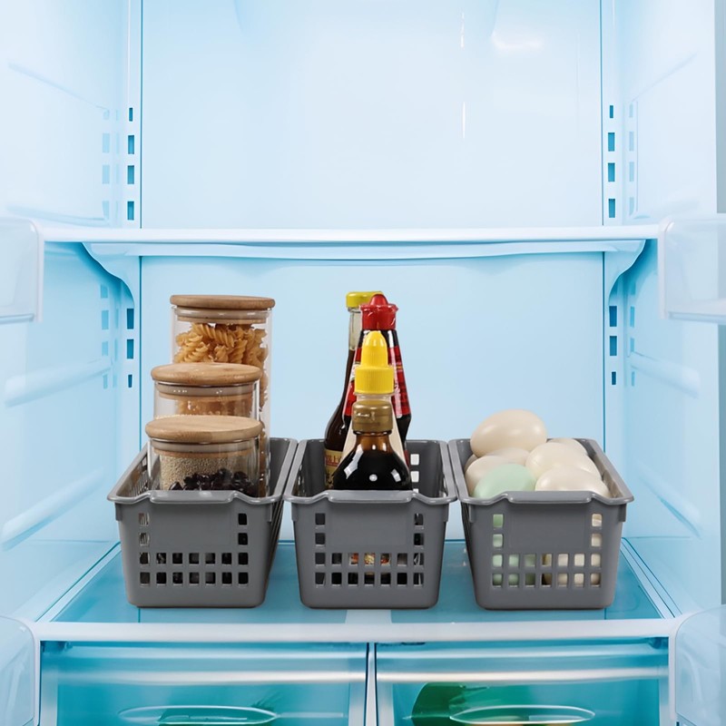 Dehouse Set of 6 Silm Plastic Storage Baskets, Slim Plastic