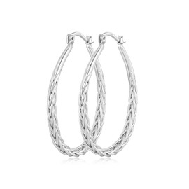 PABBEU 925 Sterling Silver Hoop Earrings, Oval Sterling Silver Hoop Earrings for Women, Hypoallergenic Lightweight Large Silver Hoops Earring 42mm