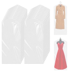 20 Pack Transparent Garment Covers, Plastic Dry Cleaning Bags, Hanging Dust-proof Garment Bags, Clothes Dust-Proof Protector Bags for Dry Cleaner, Home Storage, Travel (60x150 cm)